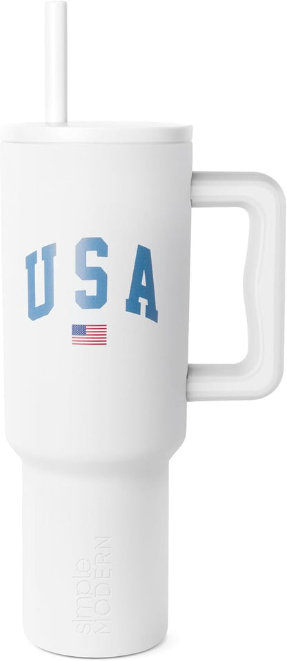 40oz Leak-Proof Ceramic Lined Tumbler with Handle | Skiing | Trek Signature Insulated Water Bottle with Straw Lid | Cupholder Friendly Tumbler with Silicone Base | Downhill Skiing