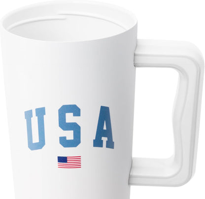 40oz Leak-Proof Ceramic Lined Tumbler with Handle | Skiing | Trek Signature Insulated Water Bottle with Straw Lid | Cupholder Friendly Tumbler with Silicone Base | Downhill Skiing