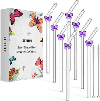 Reusable Borosilicate Glass Straws for 16 oz Tumblers, 9 Inch x 8mm Bent