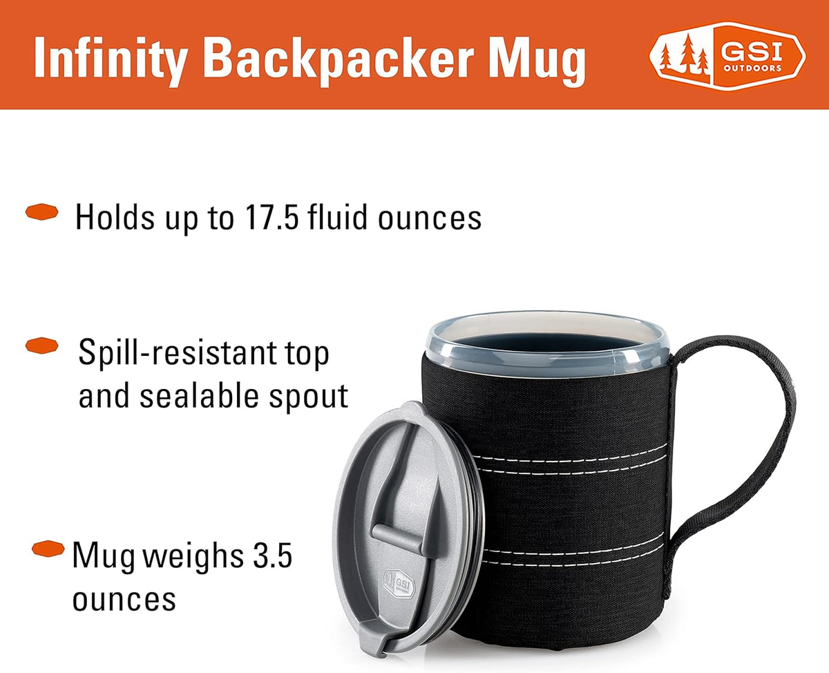 Infinity Backpacker Mug I Lightweight, BPA-Free Coffee Cup for Travel, Camping Gear, Backpacking and Outdoors - 17 oz.