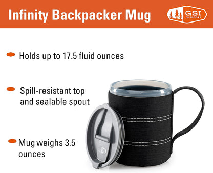 Infinity Backpacker Mug I Lightweight, BPA-Free Coffee Cup for Travel, Camping Gear, Backpacking and Outdoors - 17 oz.