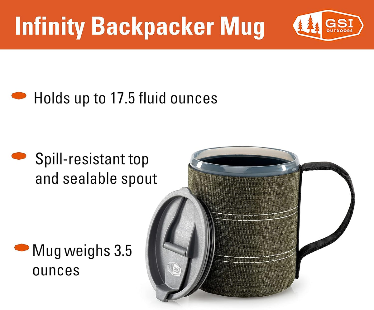 Infinity Backpacker Mug I Lightweight, BPA-Free Coffee Cup for Travel, Camping Gear, Backpacking and Outdoors - 17 oz.