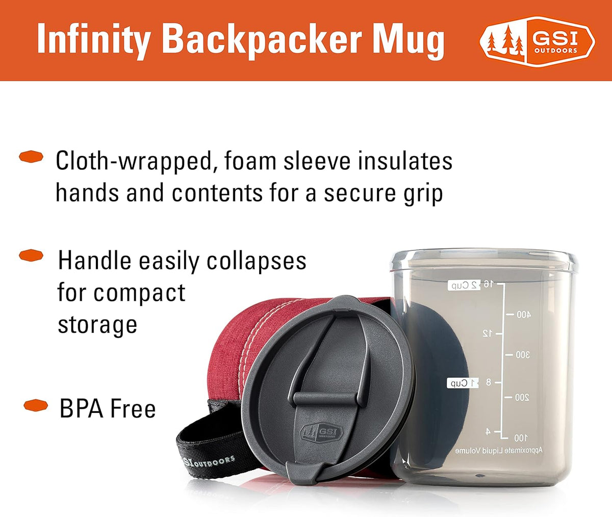 Infinity Backpacker Mug I Lightweight, BPA-Free Coffee Cup for Travel, Camping Gear, Backpacking and Outdoors - 17 oz.