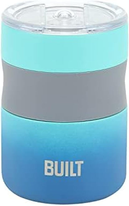 12 Ounce Double Wall Vacuum Sealed Stainless Steel, Coffee and Tea Desk Mug, Easy to Clean Tritan Lid with Sliding Splash Guard, Blue Ombre