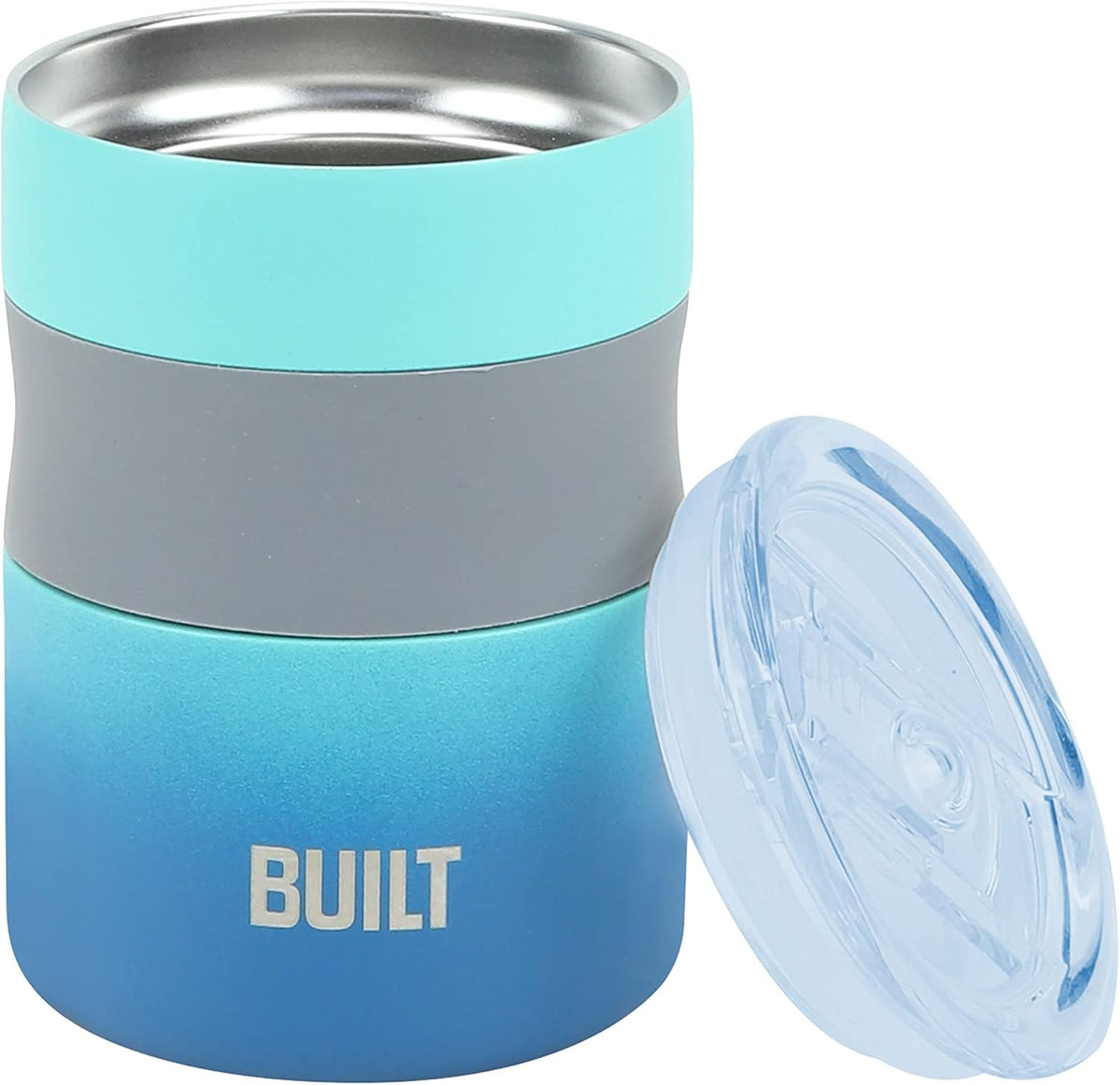 12 Ounce Double Wall Vacuum Sealed Stainless Steel, Coffee and Tea Desk Mug, Easy to Clean Tritan Lid with Sliding Splash Guard, Blue Ombre