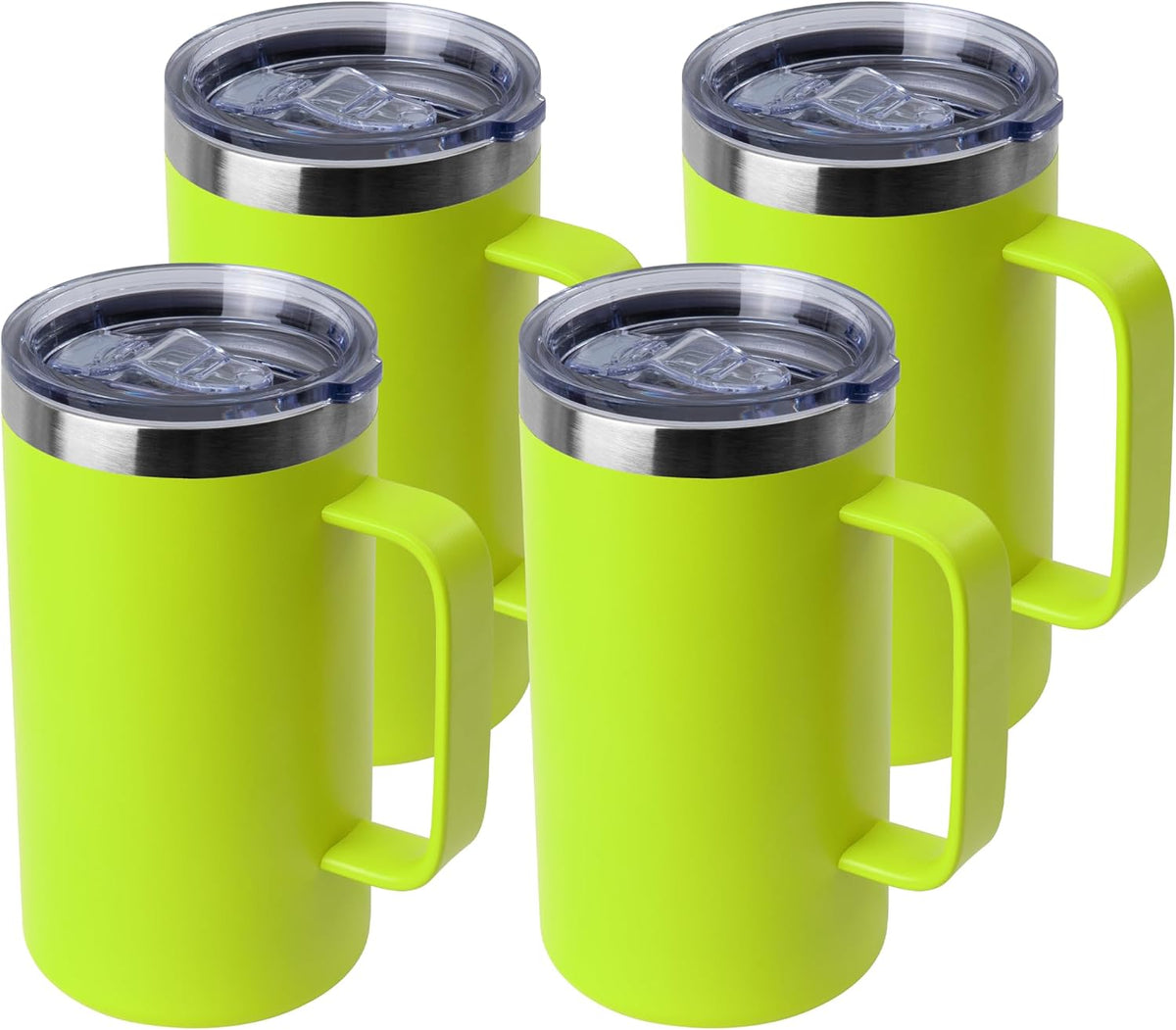 DOMICARE 24oz Mug with Handle and Lid, Stainless Steel Coffee Mug, Reusable Insulated Cup, Travel Mug with Handle, Double Wall Vacuum Coffee Tumbler for Men and Women, Black, Pack 1