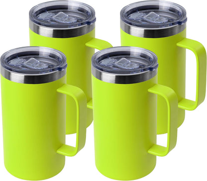 DOMICARE 24oz Mug with Handle and Lid, Stainless Steel Coffee Mug, Reusable Insulated Cup, Travel Mug with Handle, Double Wall Vacuum Coffee Tumbler for Men and Women, Black, Pack 1