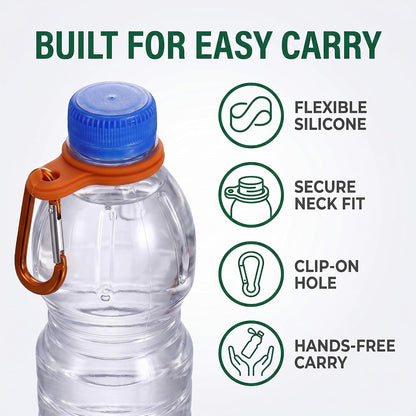 6 Pcs Silicone Water Bottle Buckle with Carabiner Clip - Portable Secure Bottle Holder - Hiking, Camping Accessory, Accessory and Keychain Carabiners, Car Keychain