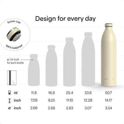 LARS NYSØM Stainless Steel Insulated Water Bottle 12oz 17oz 25oz 34oz 51oz | Insulated Thermo Flask for Hot and Cold Beverages | Leakproof Drinking Bottle (Pine Green, 17oz)