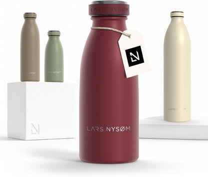 LARS NYSØM Stainless Steel Insulated Water Bottle 12oz 17oz 25oz 34oz 51oz | Insulated Thermo Flask for Hot and Cold Beverages | Leakproof Drinking Bottle (Pine Green, 17oz)