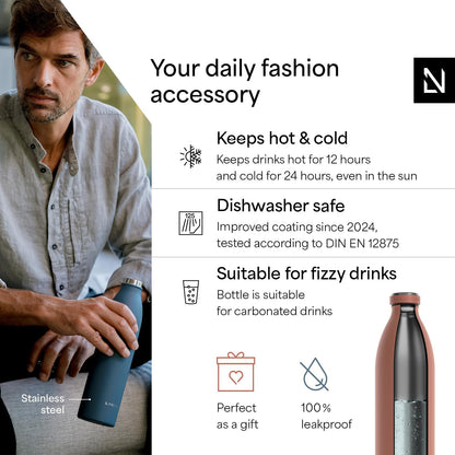 LARS NYSØM Stainless Steel Insulated Water Bottle 12oz 17oz 25oz 34oz 51oz | Insulated Thermo Flask for Hot and Cold Beverages | Leakproof Drinking Bottle (Pine Green, 17oz)
