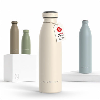 LARS NYSØM Stainless Steel Insulated Water Bottle 12oz 17oz 25oz 34oz 51oz | Insulated Thermo Flask for Hot and Cold Beverages | Leakproof Drinking Bottle (Pine Green, 17oz)