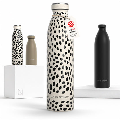 LARS NYSØM Stainless Steel Insulated Water Bottle 12oz 17oz 25oz 34oz 51oz | Insulated Thermo Flask for Hot and Cold Beverages | Leakproof Drinking Bottle (Pine Green, 17oz)