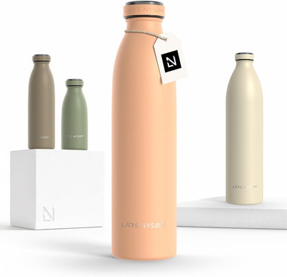 LARS NYSØM Stainless Steel Insulated Water Bottle 12oz 17oz 25oz 34oz 51oz | Insulated Thermo Flask for Hot and Cold Beverages | Leakproof Drinking Bottle (Pine Green, 17oz)
