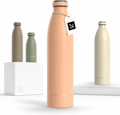 LARS NYSØM Stainless Steel Insulated Water Bottle 12oz 17oz 25oz 34oz 51oz | Insulated Thermo Flask for Hot and Cold Beverages | Leakproof Drinking Bottle (Pine Green, 17oz)
