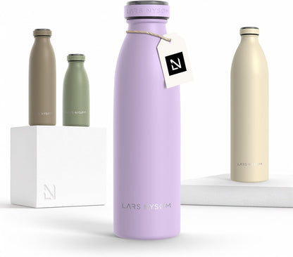 LARS NYSØM Stainless Steel Insulated Water Bottle 12oz 17oz 25oz 34oz 51oz | Insulated Thermo Flask for Hot and Cold Beverages | Leakproof Drinking Bottle (Pine Green, 17oz)
