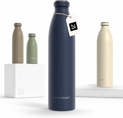 LARS NYSØM Stainless Steel Insulated Water Bottle 12oz 17oz 25oz 34oz 51oz | Insulated Thermo Flask for Hot and Cold Beverages | Leakproof Drinking Bottle (Pine Green, 17oz)