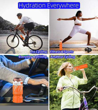 Insulated Bike Water Bottle, Odor-free Liner, 24oz 700ml
