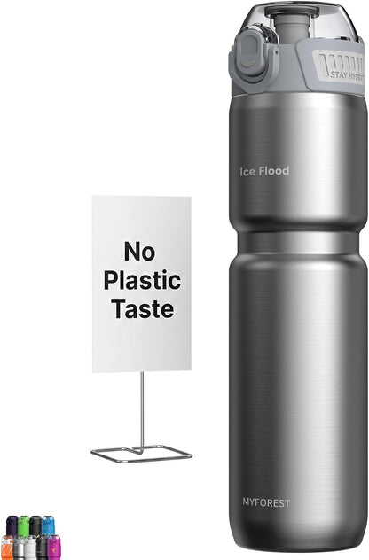 Insulated Bike Water Bottle, Odor-free Liner, 24oz 700ml