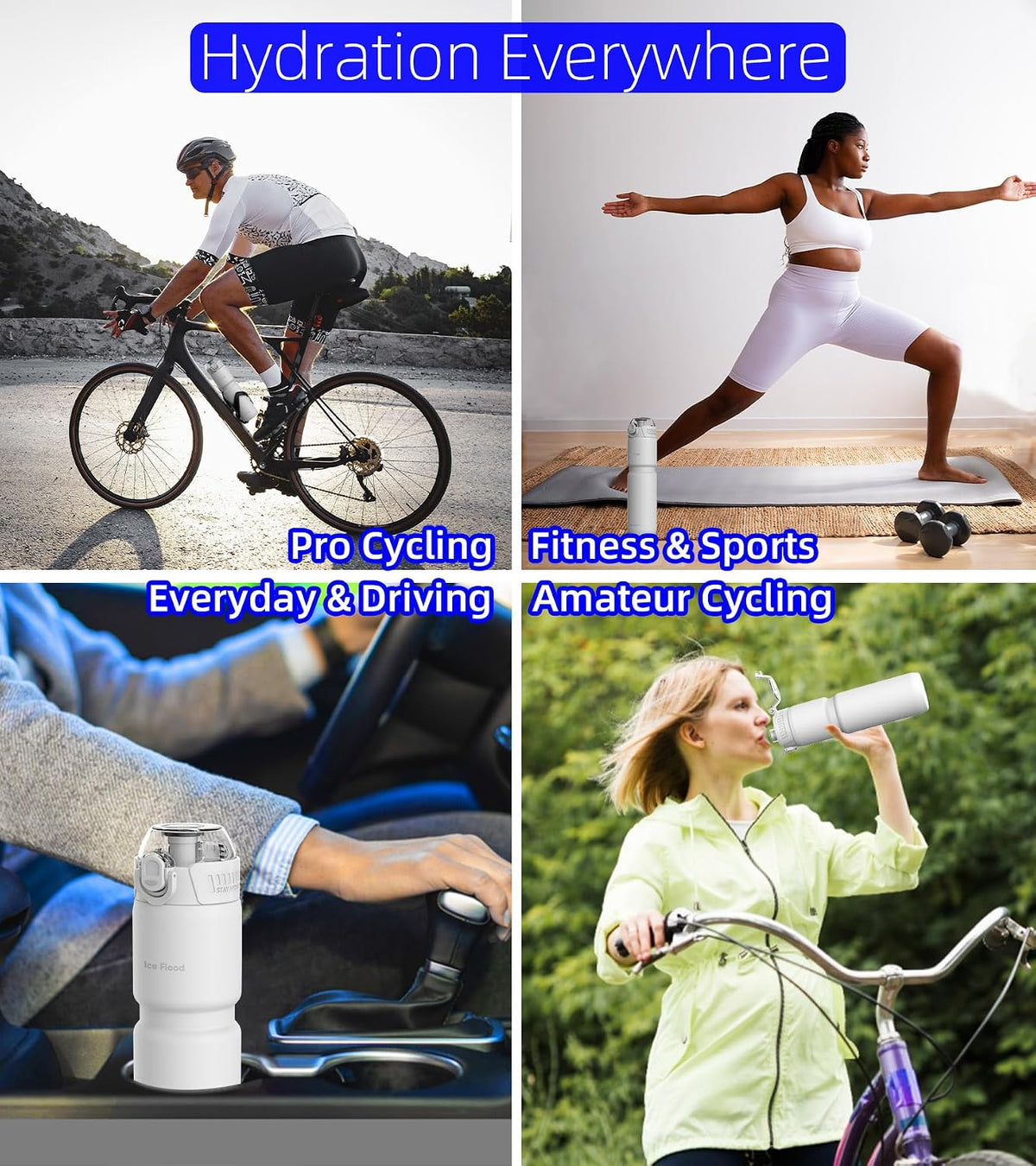 Insulated Bike Water Bottle, Odor-free Liner, 24oz 700ml