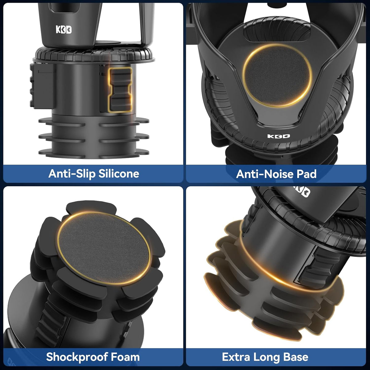 Car Cup Holder Expander - 3 in 1 Cup Holder Adapter with Adjustable Base - Detachable Phone Holder & 360° Rotation Food Tray for Car - Compatible with Vehicles, Car, Road Trip Essentials