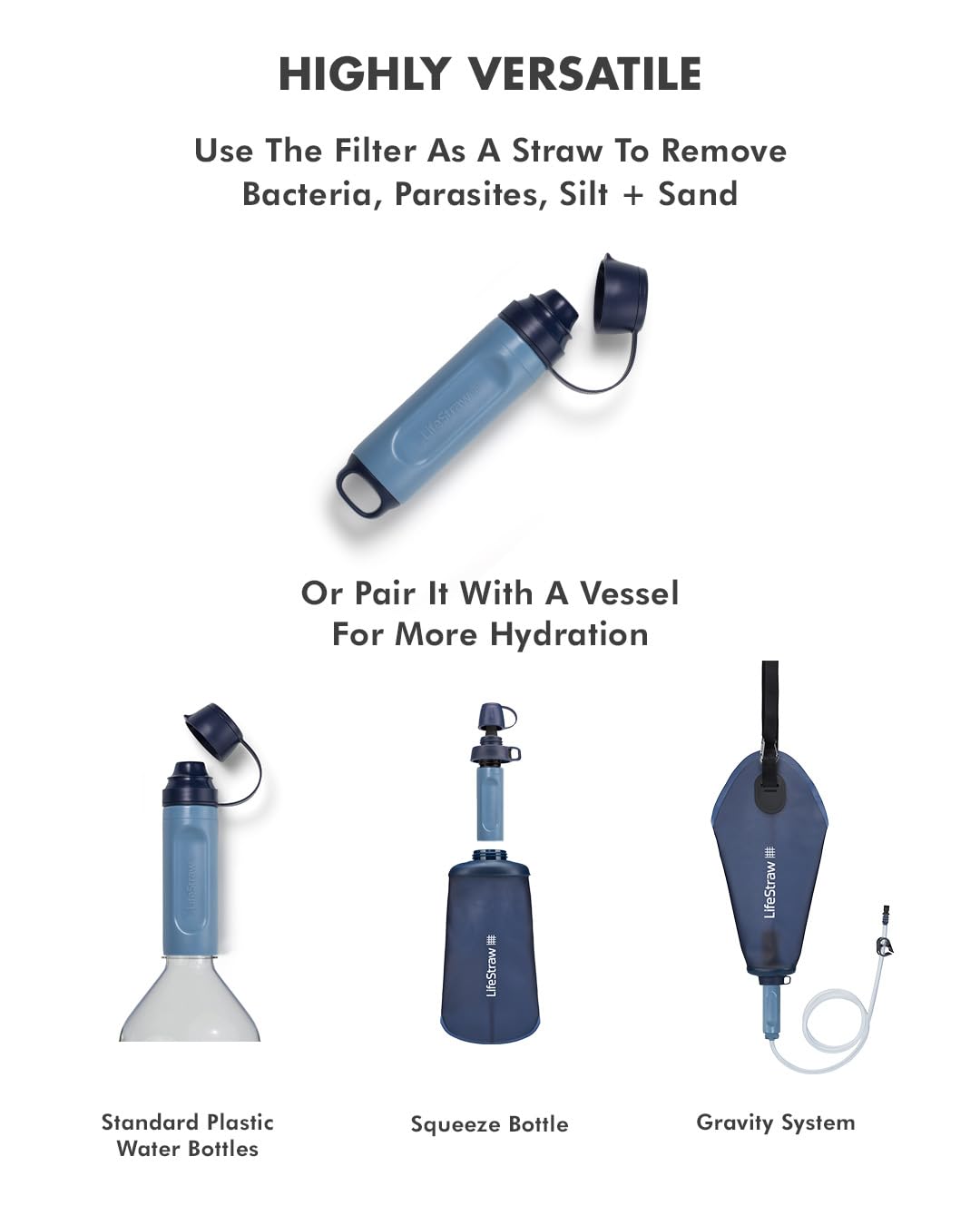 Peak Squeeze Filter Bottle, 650 ml, Dark Mountain Gray