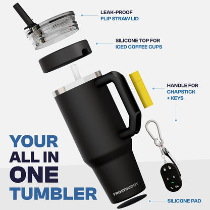 Thicc Buddy 16oz Tumbler - Insulated Stainless Steel (Cinnamon) | Double-wall vacuum insulated | Spill-proof flip lid | 18/8 premium stainless steel | Cup-holder friendly - Colors A