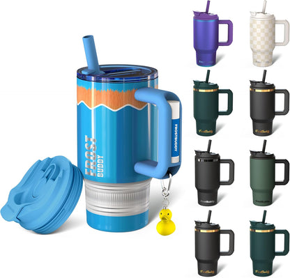 Thicc Buddy 16oz Tumbler - Insulated Stainless Steel (Cinnamon) | Double-wall vacuum insulated | Spill-proof flip lid | 18/8 premium stainless steel | Cup-holder friendly - Colors A