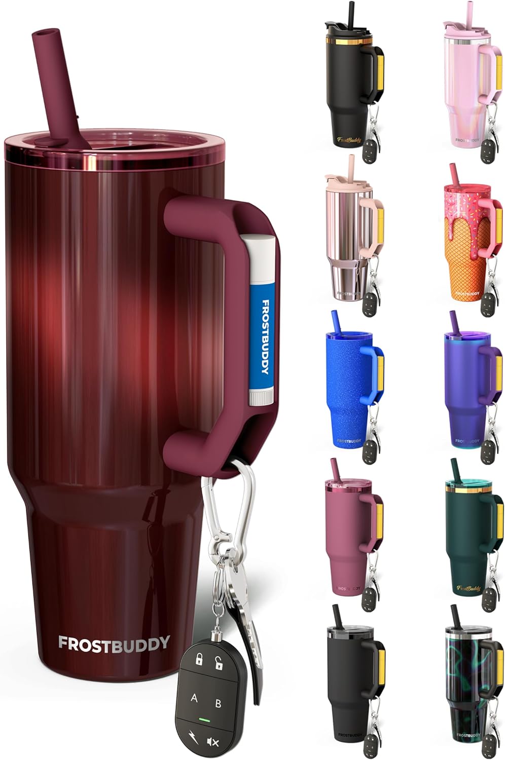 Thicc Buddy 16oz Tumbler - Insulated Stainless Steel (Cinnamon) | Double-wall vacuum insulated | Spill-proof flip lid | 18/8 premium stainless steel | Cup-holder friendly - Colors A