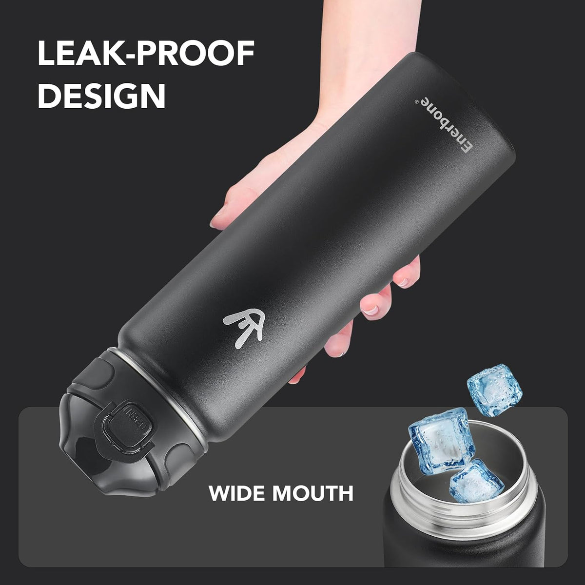 32 oz Insulated Water Bottle, Stainless Steel Bottle with Carrying Strap, Double-Wall Vacuum Insulation Design, Leakproof Sports Bottle with Straw, Keep Drinks Cold or Hot for Hours
