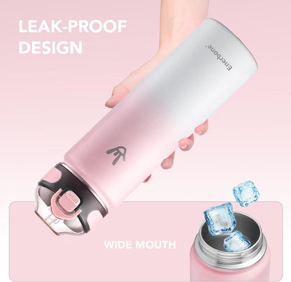 32 oz Insulated Water Bottle, Stainless Steel Bottle with Carrying Strap, Double-Wall Vacuum Insulation Design, Leakproof Sports Bottle with Straw, Keep Drinks Cold or Hot for Hours