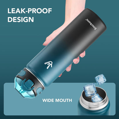 32 oz Insulated Water Bottle, Stainless Steel Bottle with Carrying Strap, Double-Wall Vacuum Insulation Design, Leakproof Sports Bottle with Straw, Keep Drinks Cold or Hot for Hours