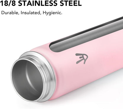 32 oz Insulated Water Bottle, Stainless Steel Bottle with Carrying Strap, Double-Wall Vacuum Insulation Design, Leakproof Sports Bottle with Straw, Keep Drinks Cold or Hot for Hours
