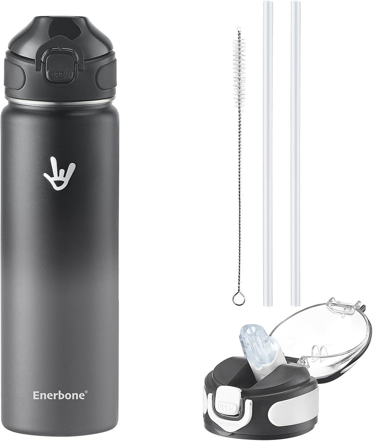 32 oz Insulated Water Bottle, Stainless Steel Bottle with Carrying Strap, Double-Wall Vacuum Insulation Design, Leakproof Sports Bottle with Straw, Keep Drinks Cold or Hot for Hours