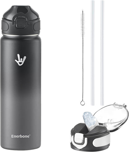 32 oz Insulated Water Bottle, Stainless Steel Bottle with Carrying Strap, Double-Wall Vacuum Insulation Design, Leakproof Sports Bottle with Straw, Keep Drinks Cold or Hot for Hours
