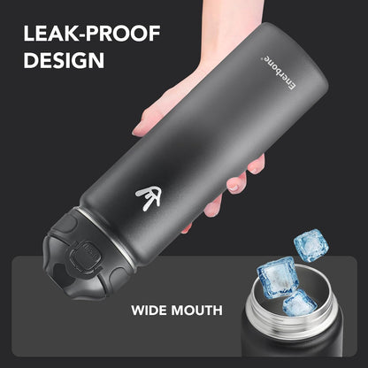 32 oz Insulated Water Bottle, Stainless Steel Bottle with Carrying Strap, Double-Wall Vacuum Insulation Design, Leakproof Sports Bottle with Straw, Keep Drinks Cold or Hot for Hours