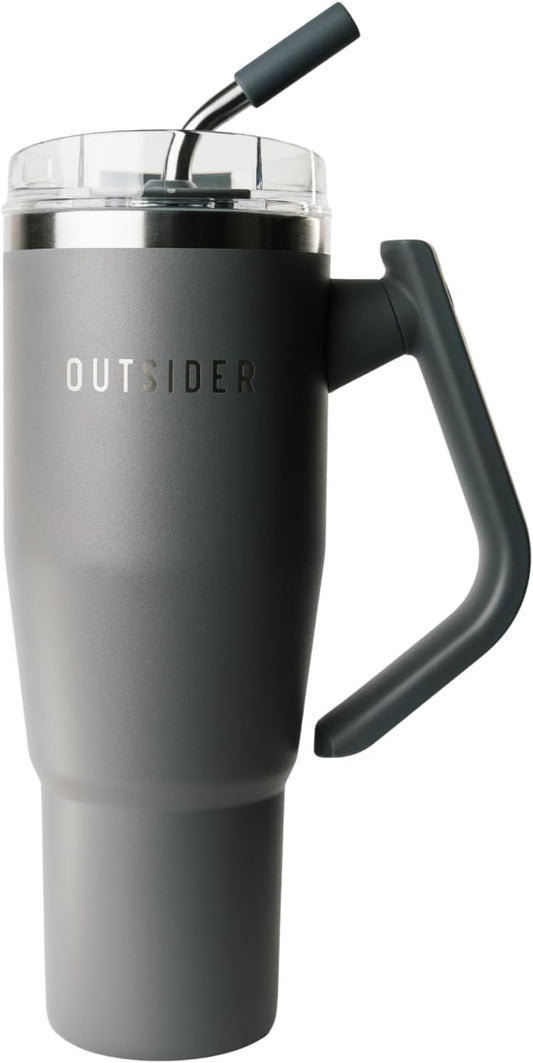 The Everyday 40 oz Stainless Steel Vacuum Insulated Tumbler with Straw, Lid & 180° Swivel Handle for Easy Carrying – Leak Proof Tumbler for Home, Office, Gym, & Outdoors (Olive Green)