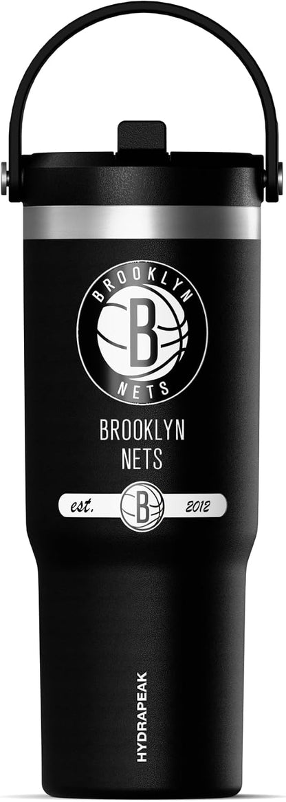 NBA Officially Licensed New Orleans Pelicans Nomad 32oz Insulated Stainless Steel Leakproof Travel Tumbler with Flexible Grip Handle, Straw Lid & Cupholder Friendly Design