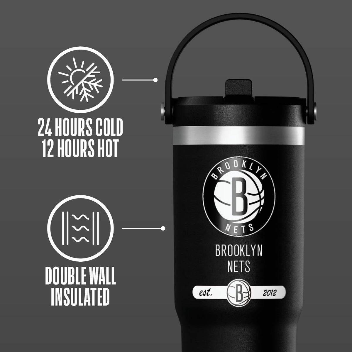 NBA Officially Licensed New Orleans Pelicans Nomad 32oz Insulated Stainless Steel Leakproof Travel Tumbler with Flexible Grip Handle, Straw Lid & Cupholder Friendly Design