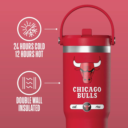 NBA Officially Licensed New Orleans Pelicans Nomad 32oz Insulated Stainless Steel Leakproof Travel Tumbler with Flexible Grip Handle, Straw Lid & Cupholder Friendly Design