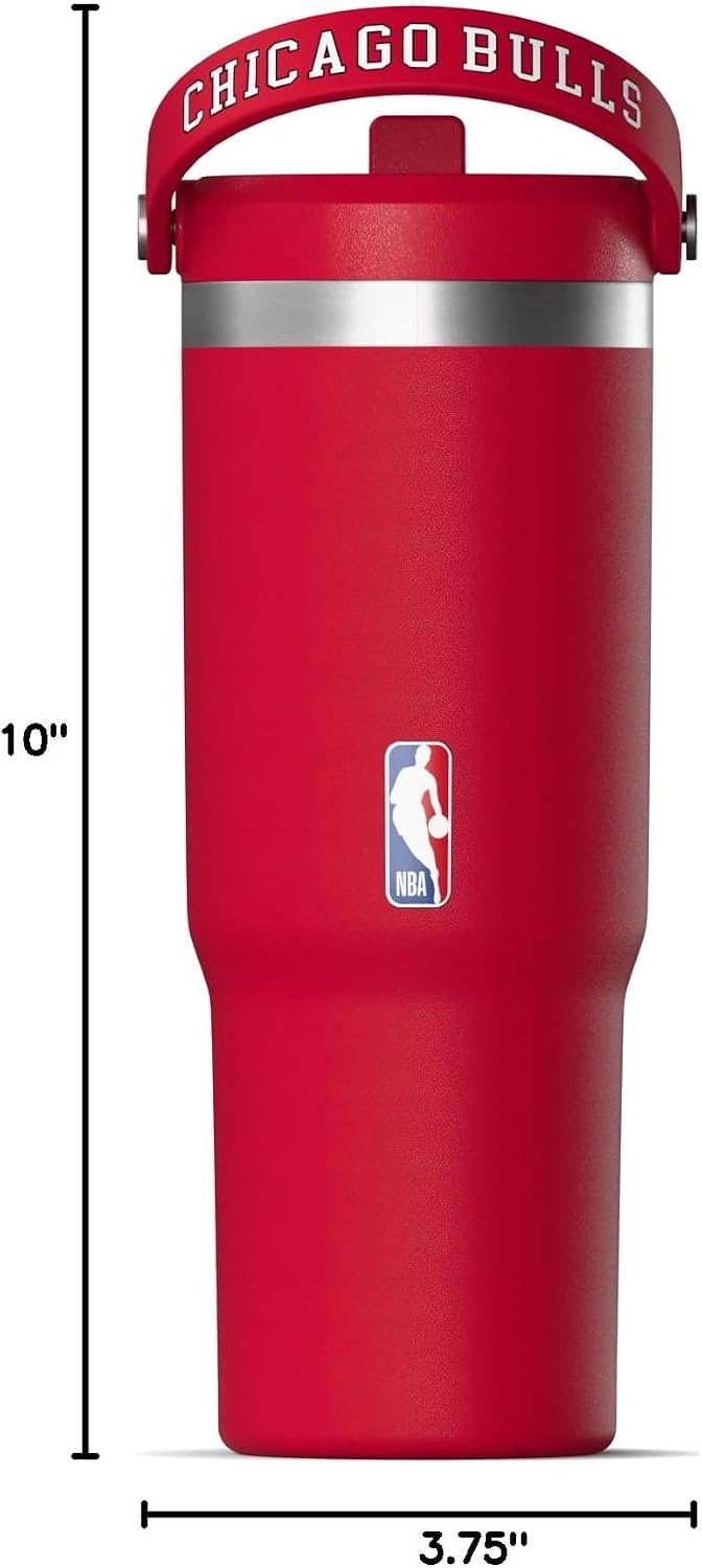 NBA Officially Licensed New Orleans Pelicans Nomad 32oz Insulated Stainless Steel Leakproof Travel Tumbler with Flexible Grip Handle, Straw Lid & Cupholder Friendly Design