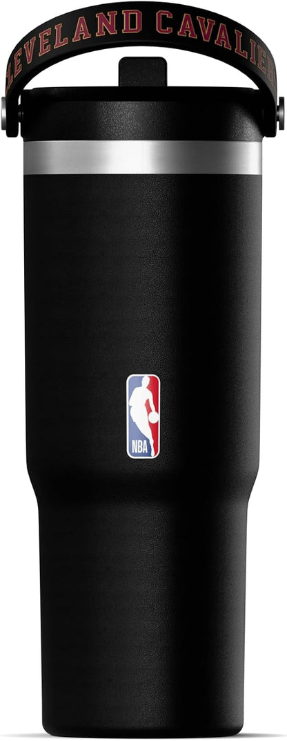 NBA Officially Licensed New Orleans Pelicans Nomad 32oz Insulated Stainless Steel Leakproof Travel Tumbler with Flexible Grip Handle, Straw Lid & Cupholder Friendly Design
