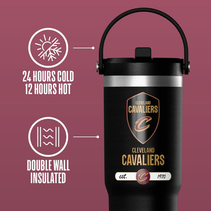 NBA Officially Licensed New Orleans Pelicans Nomad 32oz Insulated Stainless Steel Leakproof Travel Tumbler with Flexible Grip Handle, Straw Lid & Cupholder Friendly Design