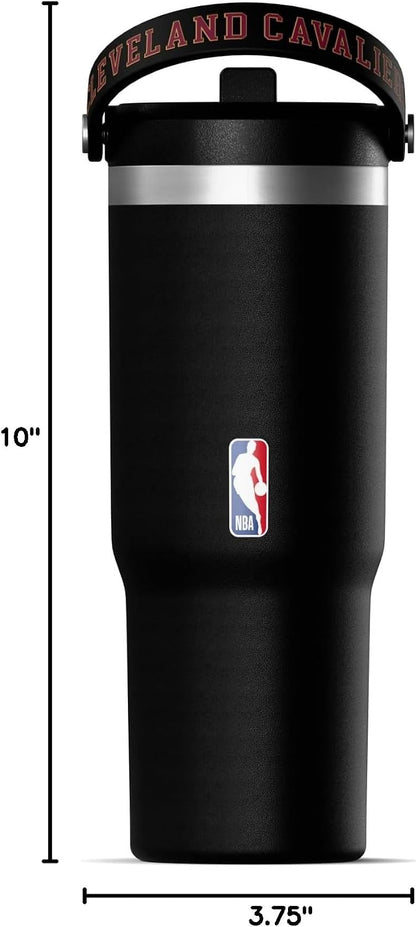 NBA Officially Licensed New Orleans Pelicans Nomad 32oz Insulated Stainless Steel Leakproof Travel Tumbler with Flexible Grip Handle, Straw Lid & Cupholder Friendly Design