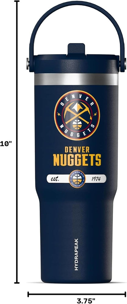 NBA Officially Licensed New Orleans Pelicans Nomad 32oz Insulated Stainless Steel Leakproof Travel Tumbler with Flexible Grip Handle, Straw Lid & Cupholder Friendly Design