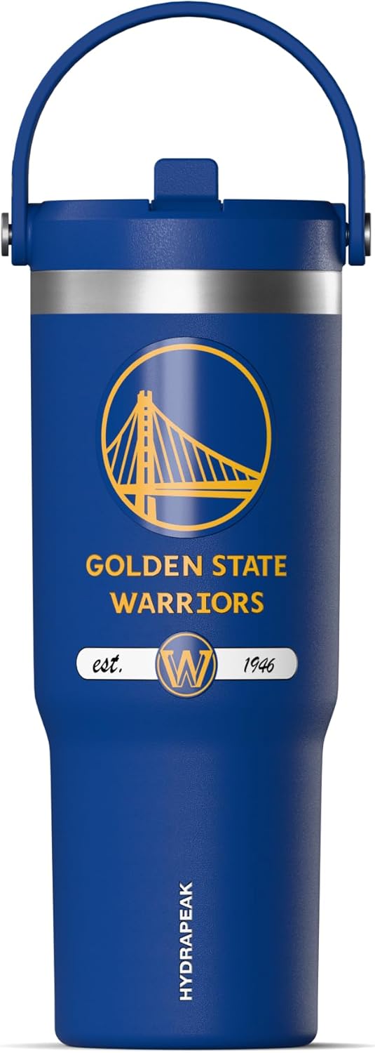NBA Officially Licensed New Orleans Pelicans Nomad 32oz Insulated Stainless Steel Leakproof Travel Tumbler with Flexible Grip Handle, Straw Lid & Cupholder Friendly Design