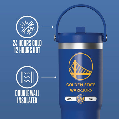 NBA Officially Licensed New Orleans Pelicans Nomad 32oz Insulated Stainless Steel Leakproof Travel Tumbler with Flexible Grip Handle, Straw Lid & Cupholder Friendly Design