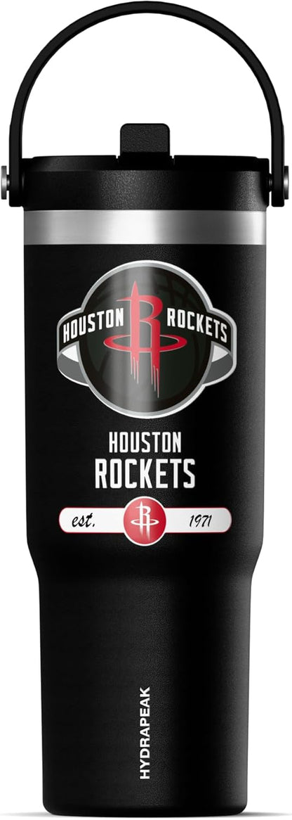 NBA Officially Licensed New Orleans Pelicans Nomad 32oz Insulated Stainless Steel Leakproof Travel Tumbler with Flexible Grip Handle, Straw Lid & Cupholder Friendly Design