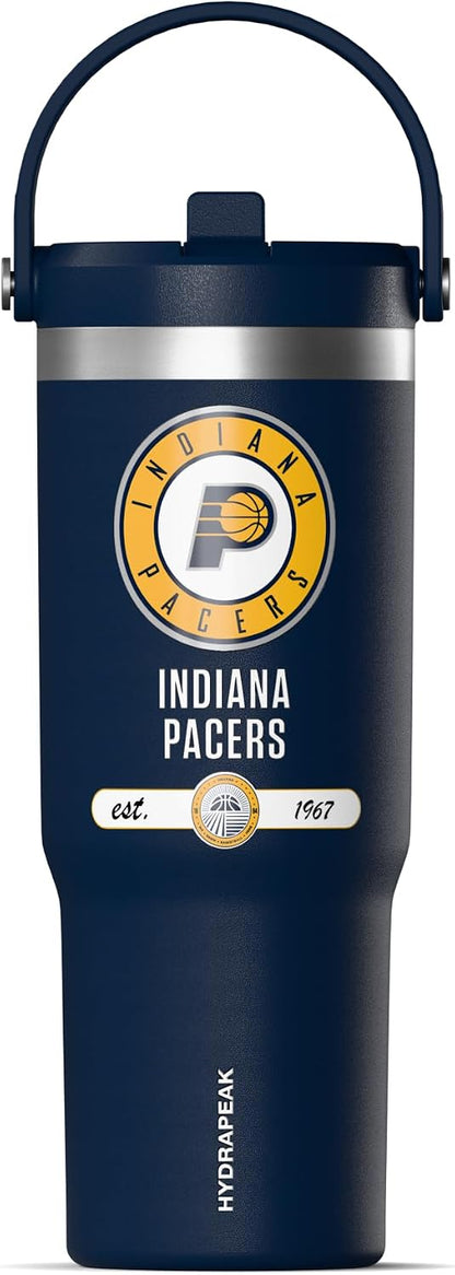 NBA Officially Licensed New Orleans Pelicans Nomad 32oz Insulated Stainless Steel Leakproof Travel Tumbler with Flexible Grip Handle, Straw Lid & Cupholder Friendly Design