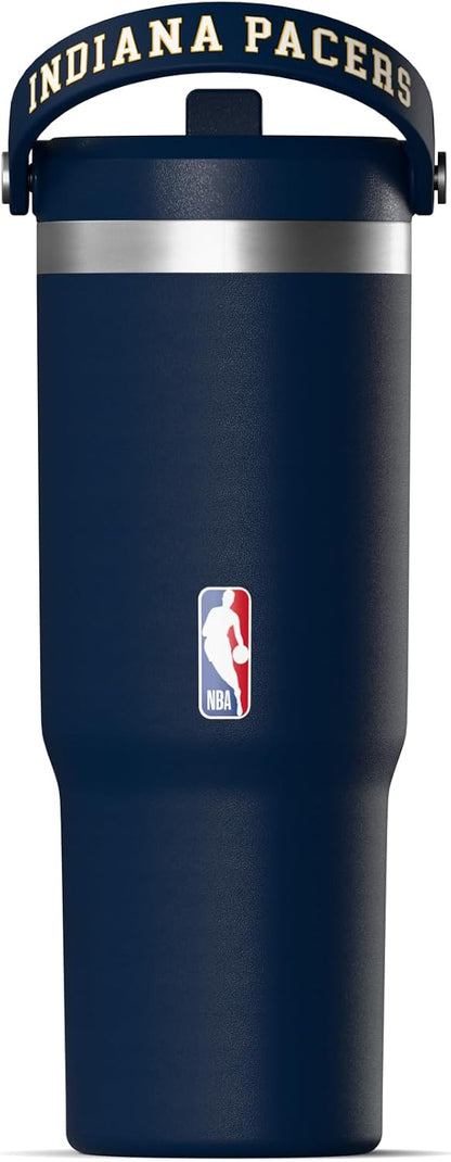 NBA Officially Licensed New Orleans Pelicans Nomad 32oz Insulated Stainless Steel Leakproof Travel Tumbler with Flexible Grip Handle, Straw Lid & Cupholder Friendly Design